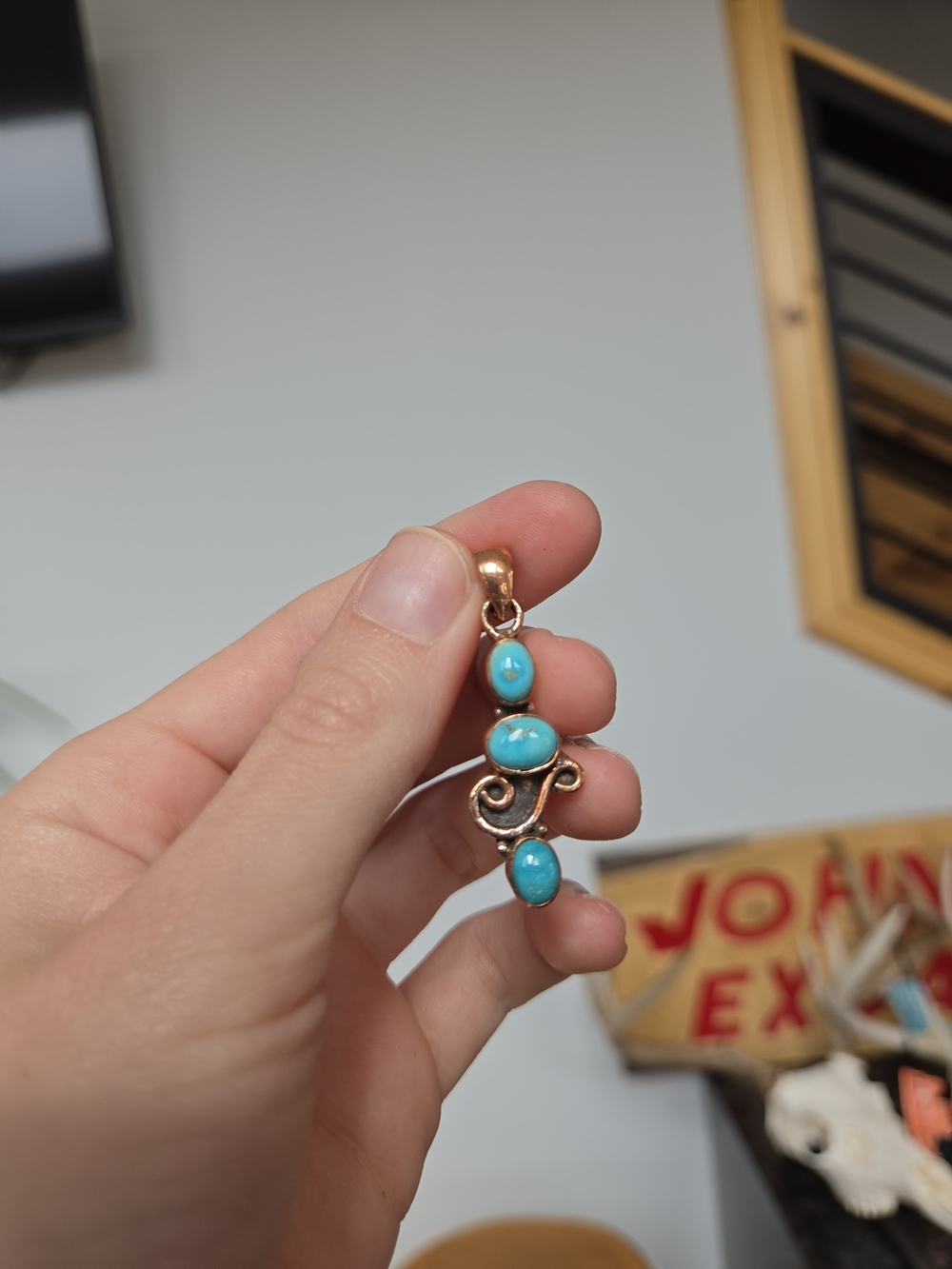 Turquoise Copper Drop Pendant - Picture 4 of 5